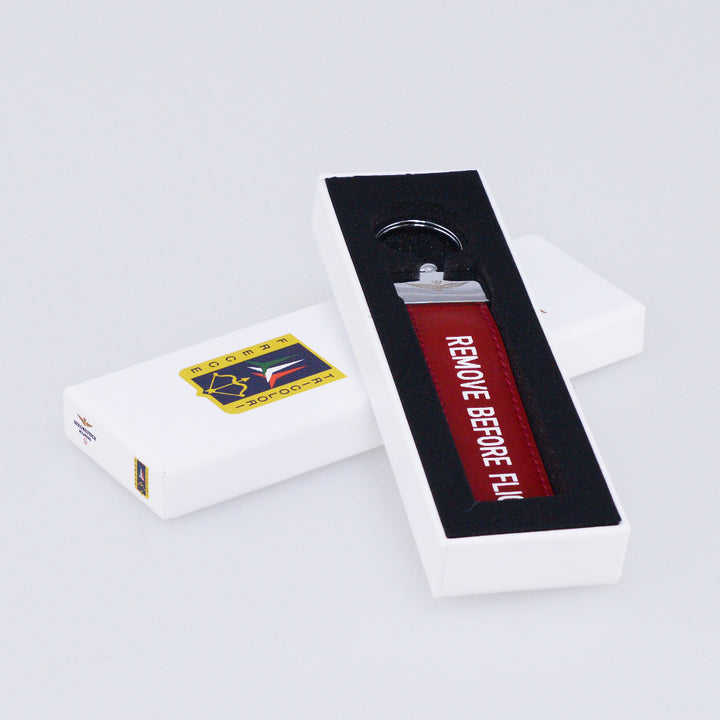Aeronautica Militare Leather key ring "Remove Before Flight" AM161-BL