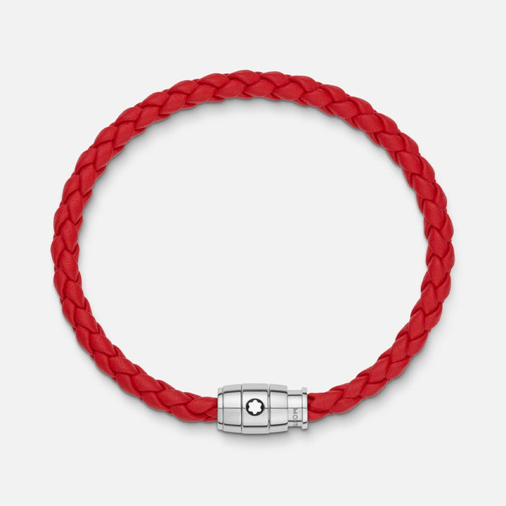 Montblanc red woven leather bracelet with 3 ring closure size S 130901 60