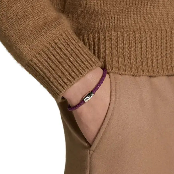 Montblanc 3-ringet stål- og læderarmbånd Meisterstück Cassis str. L 13431368