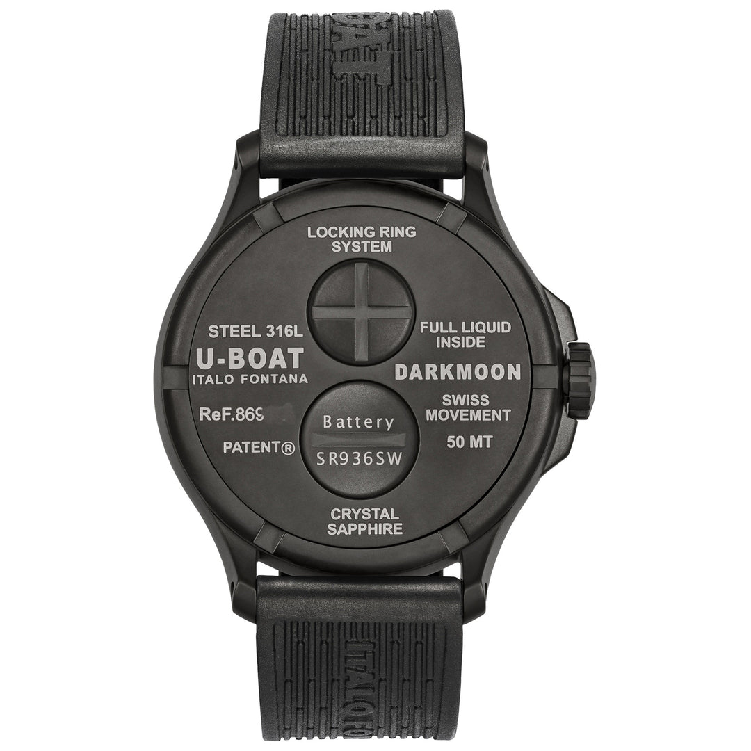 U-BOAT-Uhr DARKMOON 44 mm GRÜN IPB SOLEIL Quarzstahl schwarz IPB-Finish 8698/D
