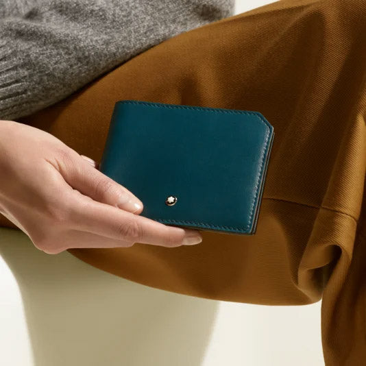 Montblanc plånbok 6 fack Mjuk blå legion 198743