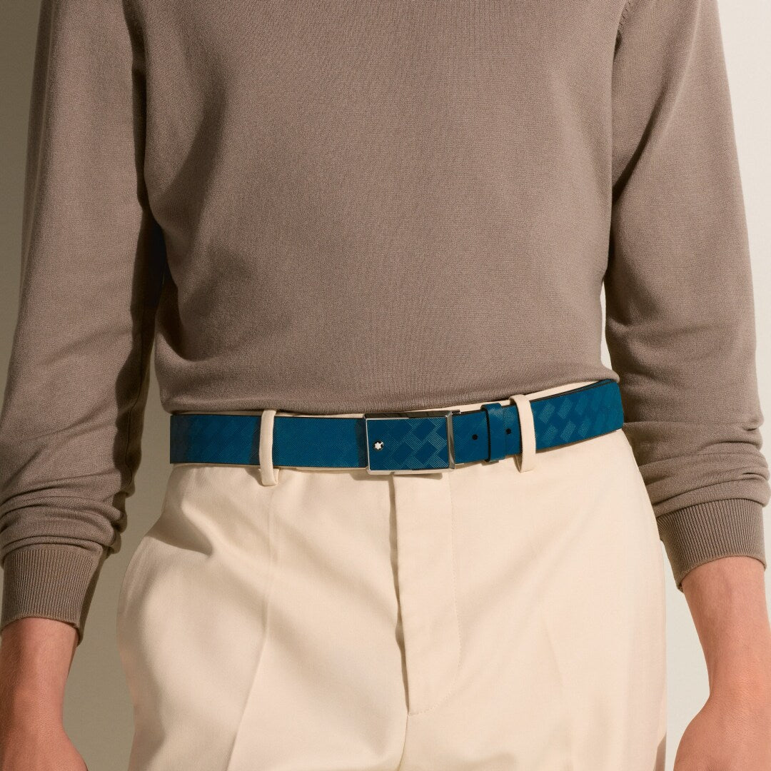 Montblanc Extreme 3.0 bälte aviation blått läder 35mm 199104