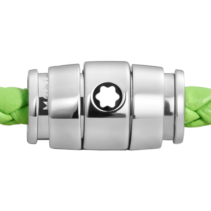 Montblanc 3-ring stål og Meisterstück Lime læder armbånd størrelse L 13429268