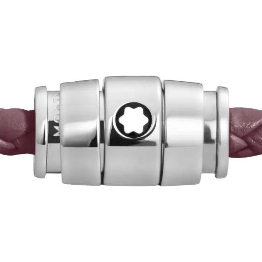 Montblanc 3-ringet stål- og læderarmbånd Meisterstück Cassis str. L 13431368