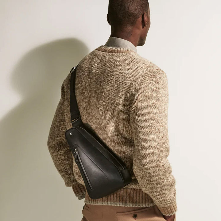 Geantă de umăr Montblanc moale, compactă, neagră 198742