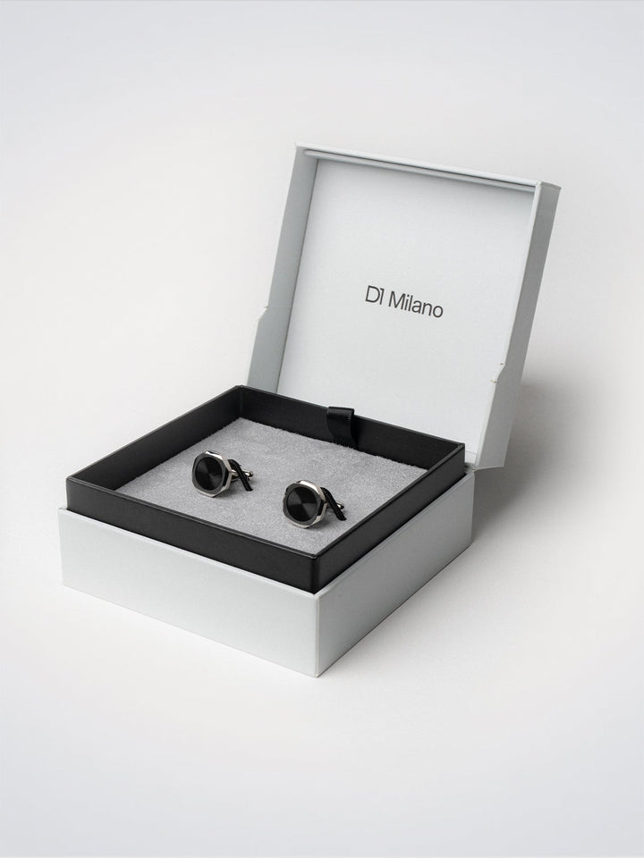 D1 Milano osmihranné manžetové knoflíčky černé D1-JWCLSU01