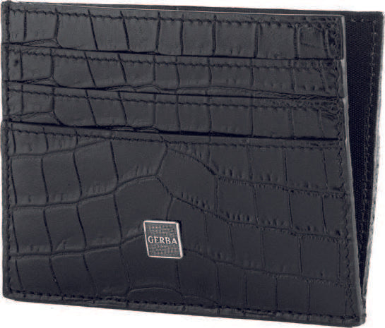 Gerba c.credito de piel de becerro coco y logo gerba plateado