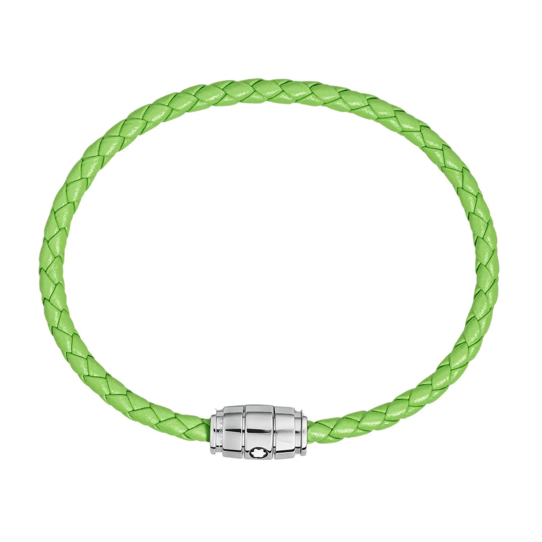 Montblanc 3-ring stål og Meisterstück Lime læder armbånd størrelse L 13429268