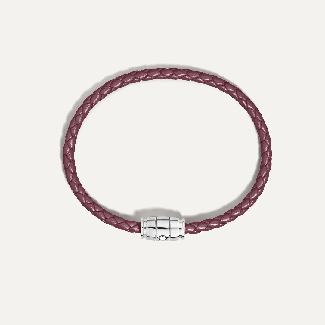 Montblanc 3-ringet stål- og læderarmbånd Meisterstück Cassis str. L 13431368