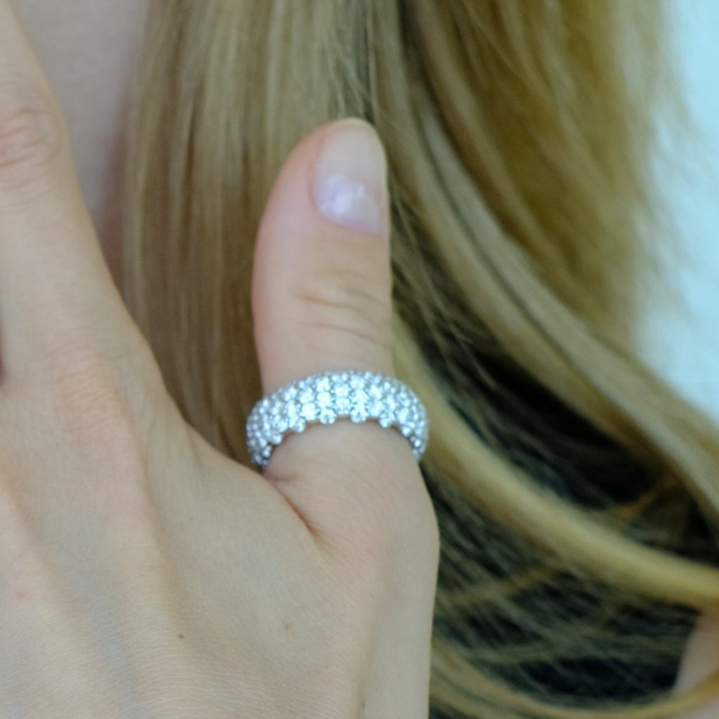 Zydo anello elastico piccolo con cupola di diamanti oro giallo 55171