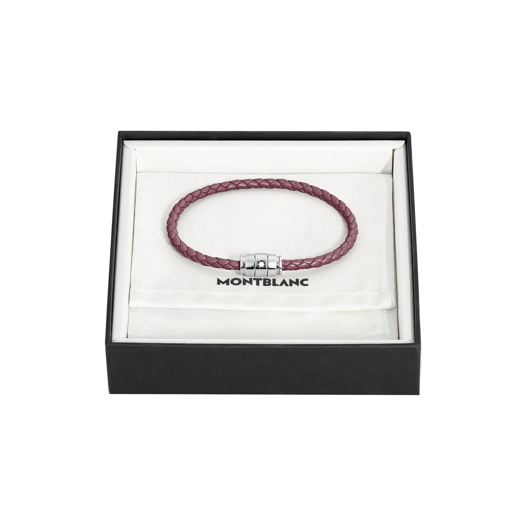 Montblanc 3-ringet stål- og læderarmbånd Meisterstück Cassis str. L 13431368