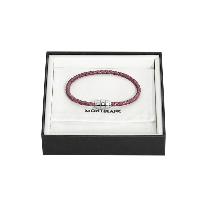 Montblanc 3-ringet stål- og læderarmbånd Meisterstück Cassis str. L 13431368