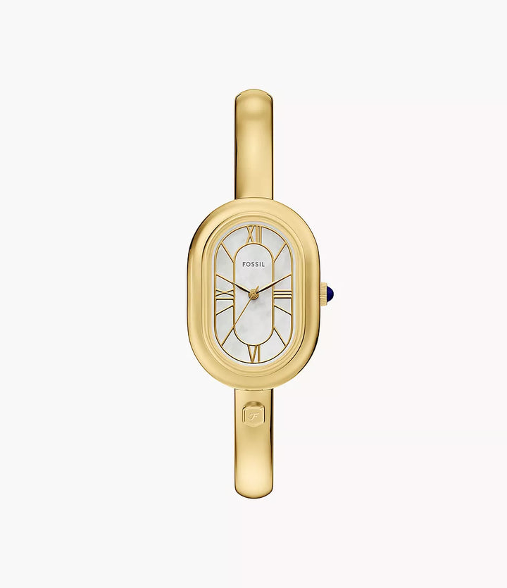 Fossil klocka Sloan 25 mm pärlemor kvartsstål PVD gulguld finish ES5444