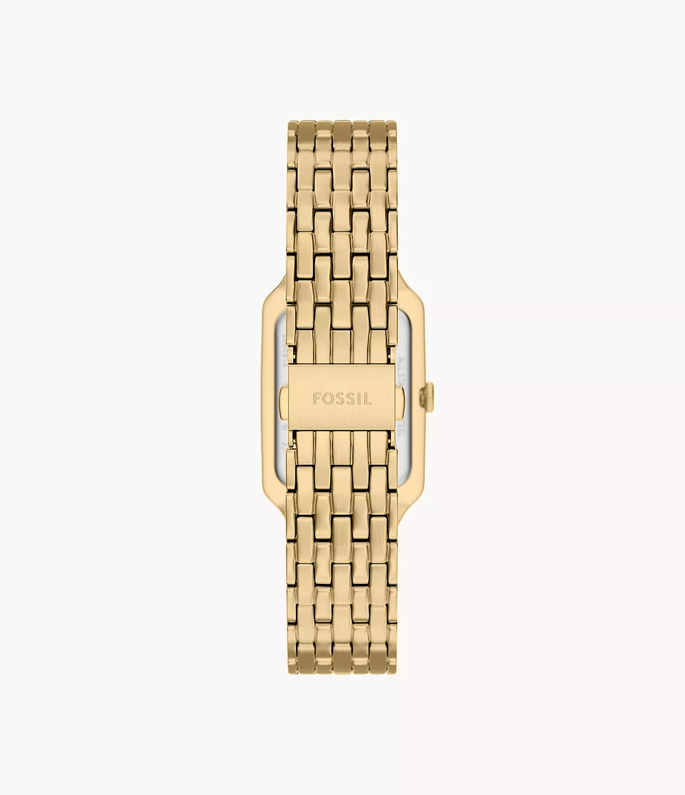 Fosszilis óra Raquel 23mm zöld kvarc acél sárga arany PVD kivitelben ES5452