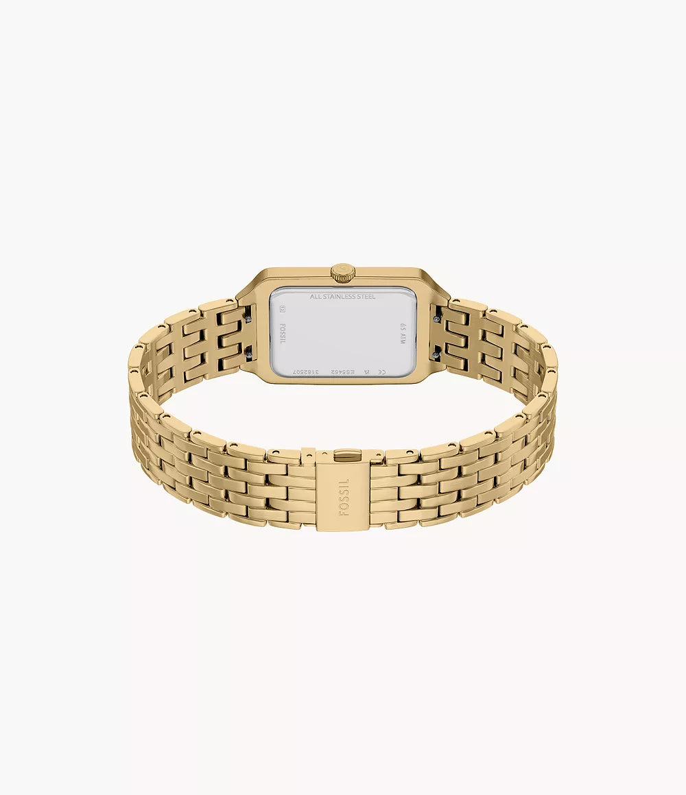 Fosszilis óra Raquel 23mm zöld kvarc acél sárga arany PVD kivitelben ES5452