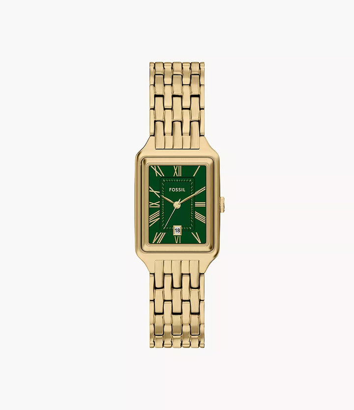 Fosszilis óra Raquel 23mm zöld kvarc acél sárga arany PVD kivitelben ES5452