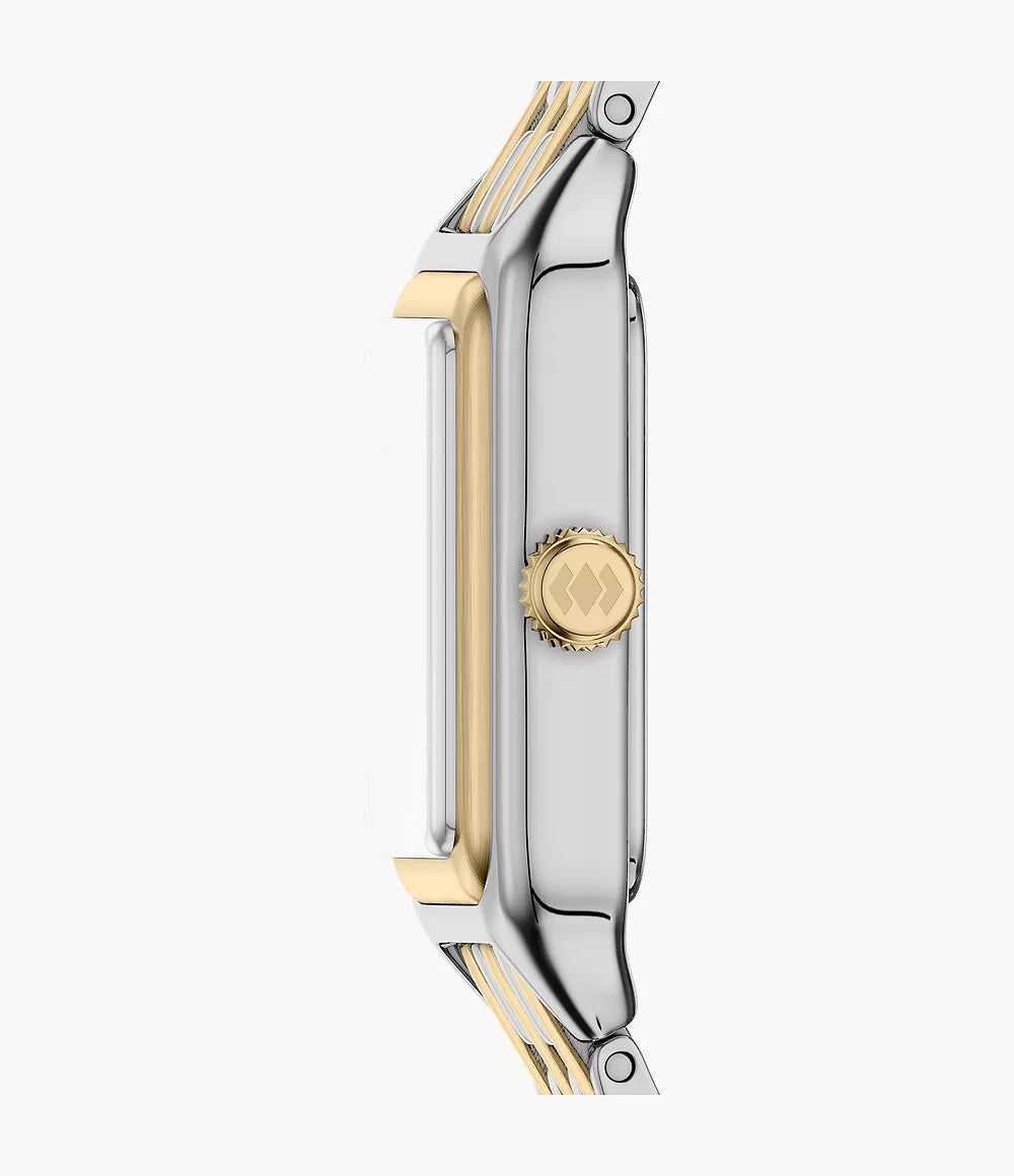 Fossil orologio Raquel mini 18mm argento quarzo acciaio finiture PVD oro giallo ES5468