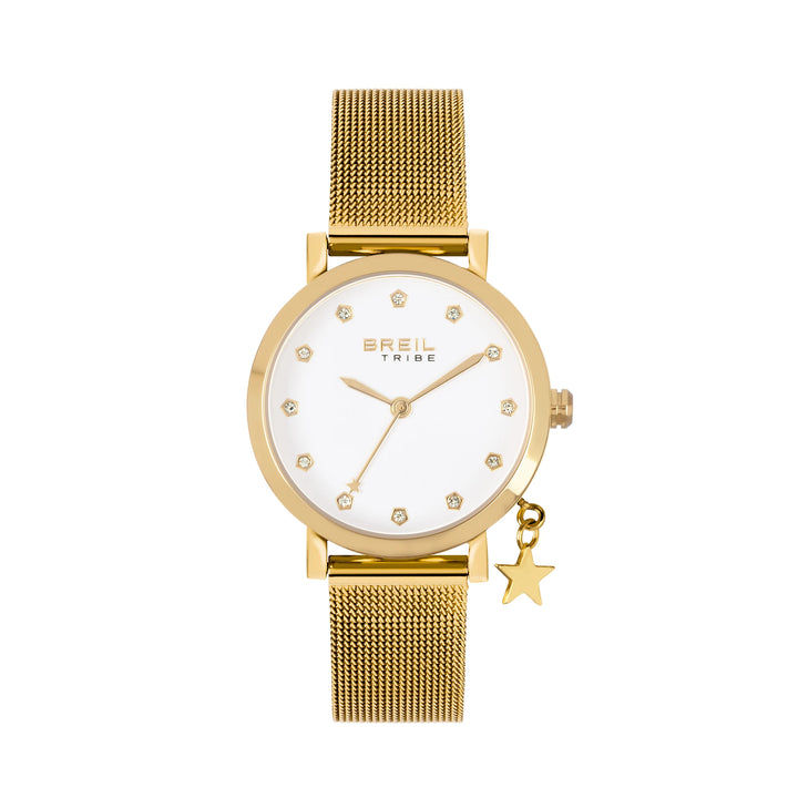 Breil Emily ur 30 mm hvid cubic zirconia quartz stål IP guld finish EW0787