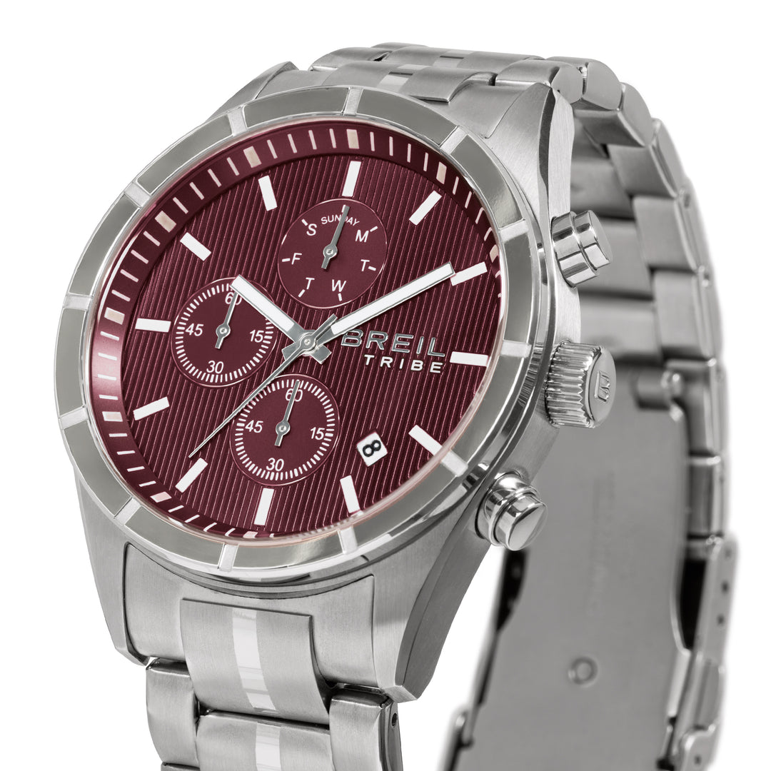Montre Breil Captain Chrono 42 mm acier quartz bordeaux EW0795