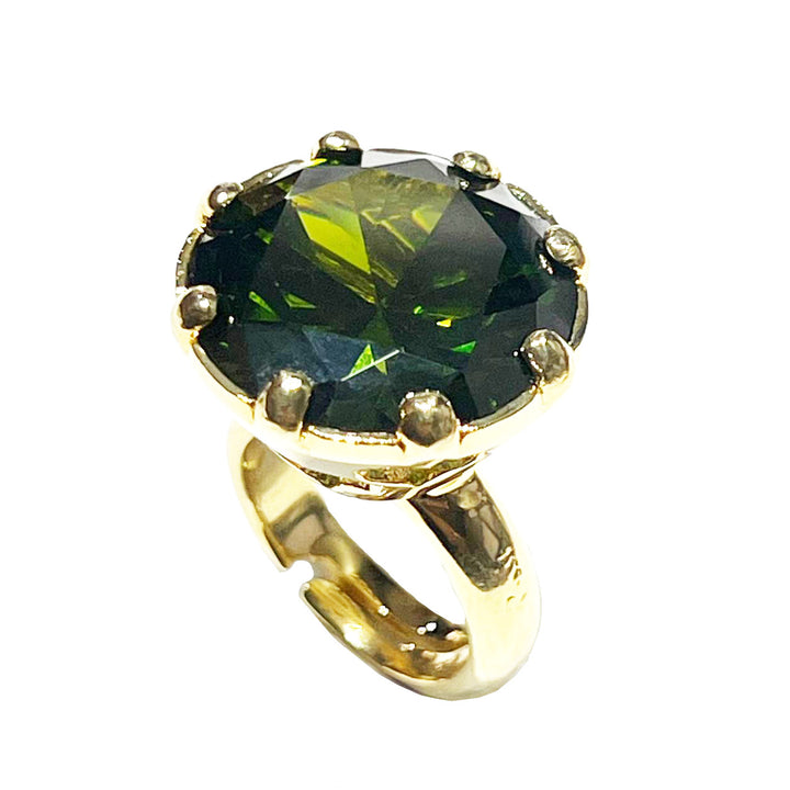 Δαχτυλίδι Federica Rossi Cocktail μπρονζέ φινίρισμα PVD 18 καρατίων χρυσό πράσινο κρύσταλλο FR.AN.01