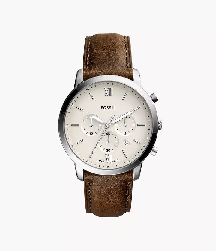 Relógio Fossil Neutra Chrono 44mm marfim quartzo aço FS5380