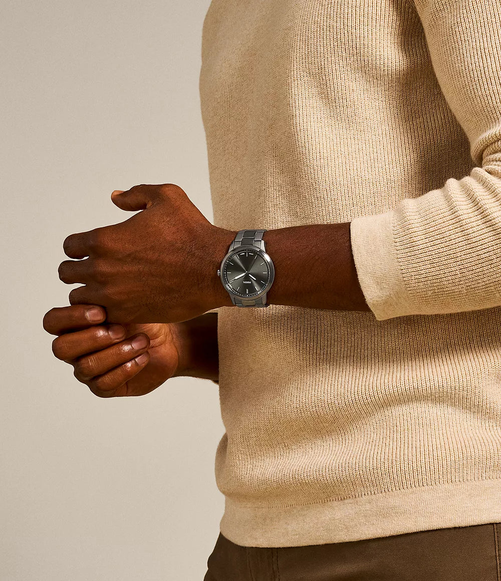 Fossil Minimalist ur 44mm grå kvartsstål grå PVD finish FS5459