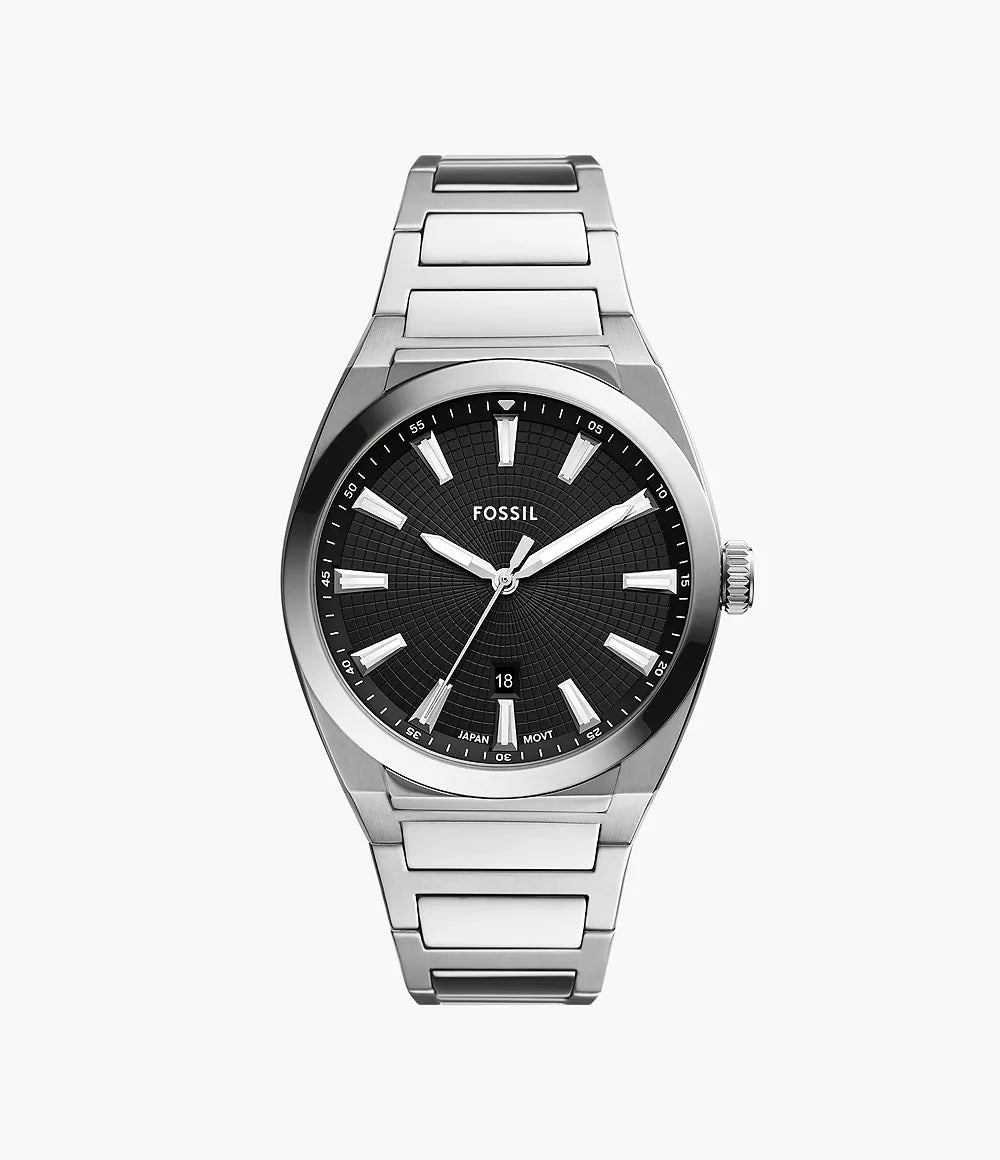 Fossil Everett kello 42mm musta kvartsiteräs FS5821