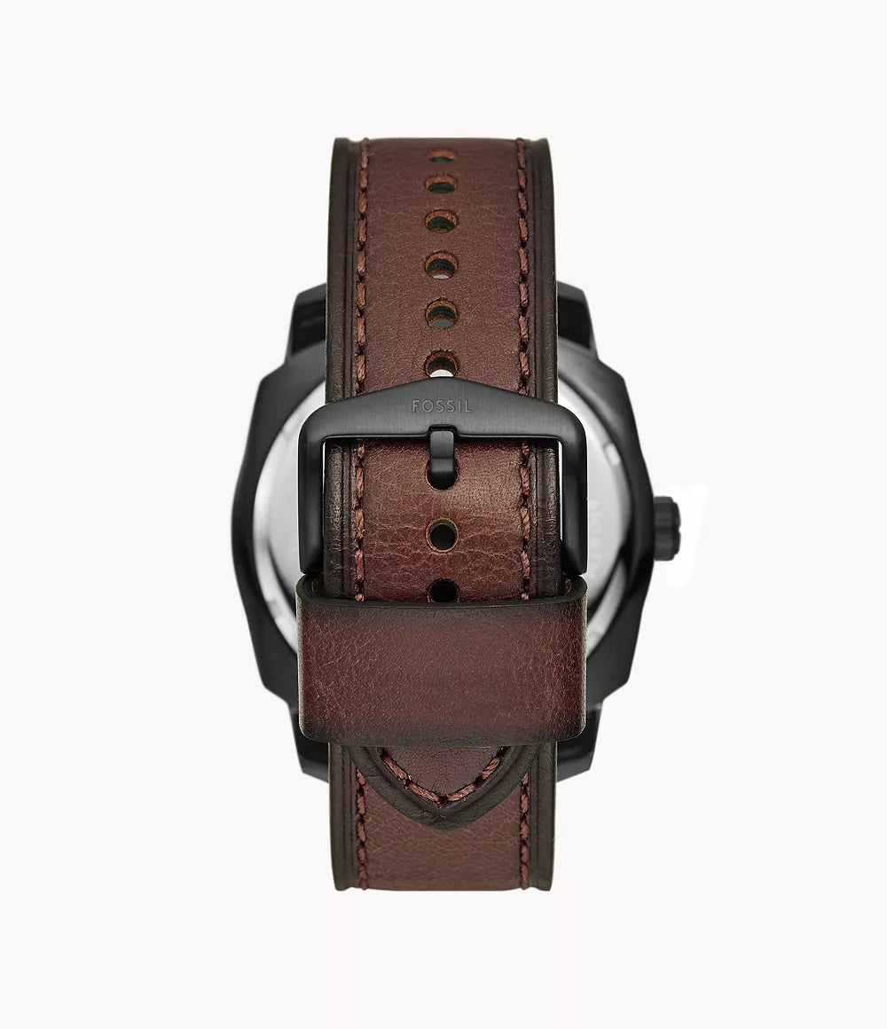 Fossil Machine klocka 49mm brunt kvartsstål svart pvd FS5972