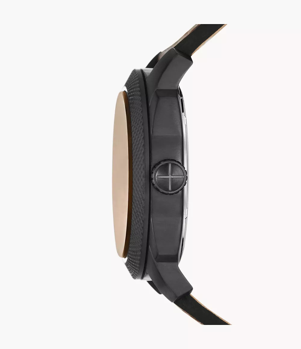 Fossil Machine klocka 49mm brunt kvartsstål svart pvd FS5972