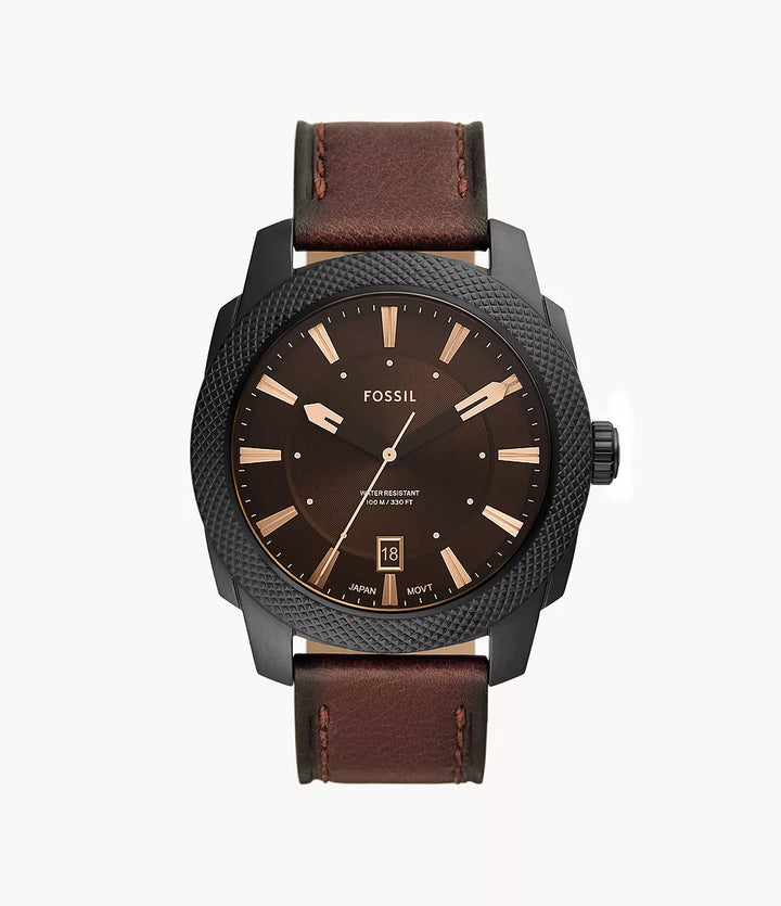 Fossil Machine klocka 49mm brunt kvartsstål svart pvd FS5972