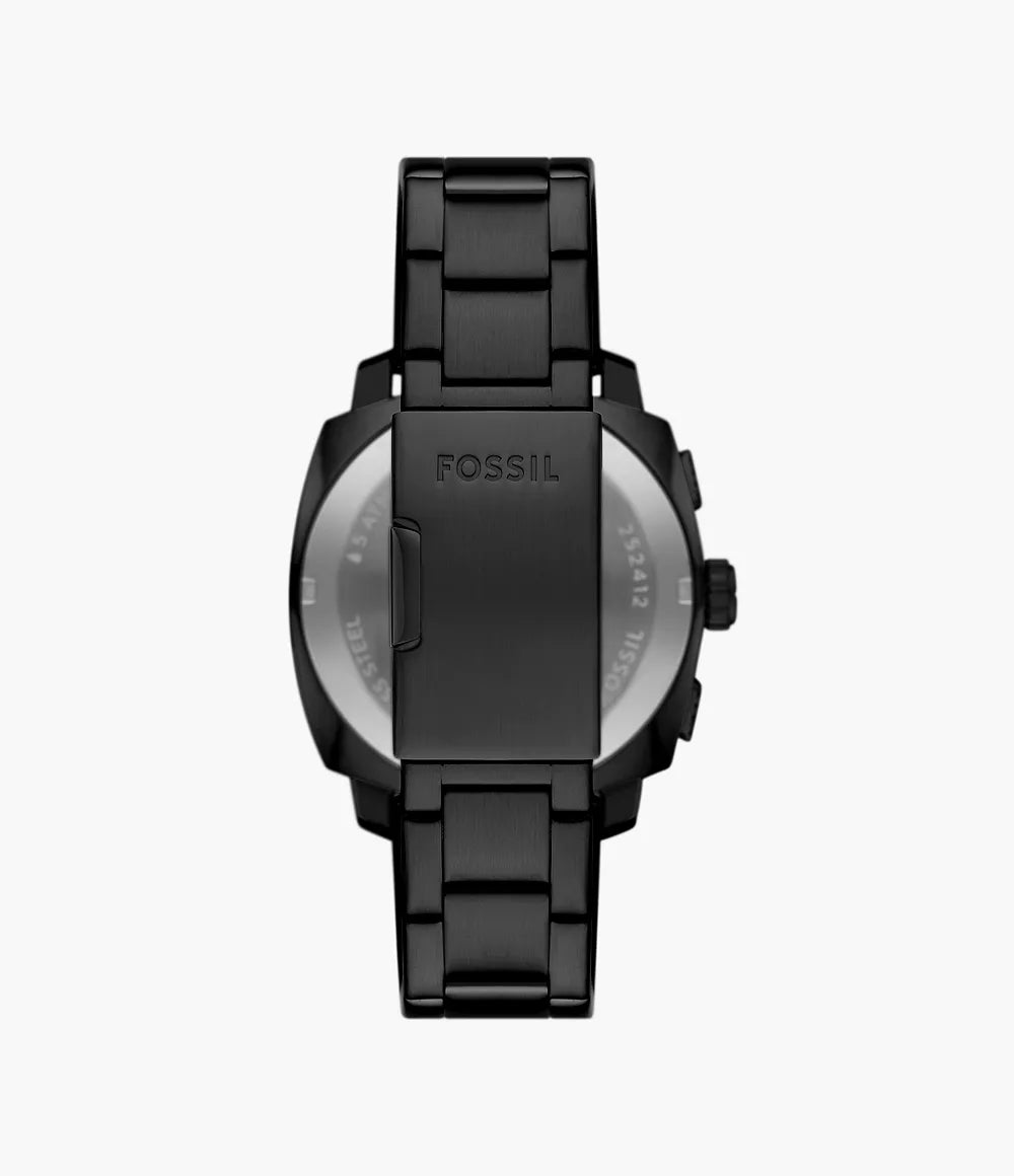 Fossil Machine Chrono horloge 44 mm zwart quartz staal zwarte PVS afwerking FS6097
