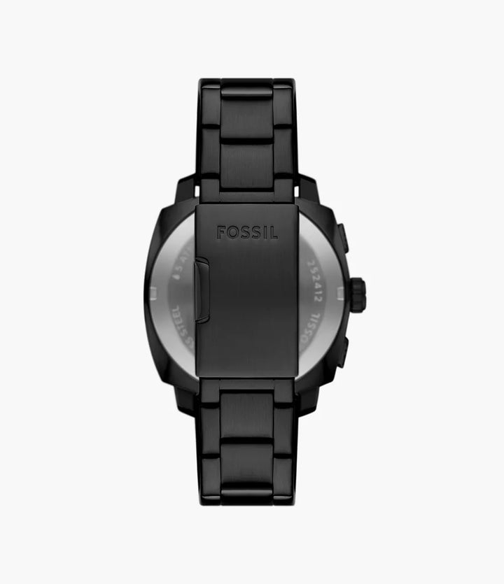 Fossil Machine Chrono horloge 44 mm zwart quartz staal zwarte PVS afwerking FS6097