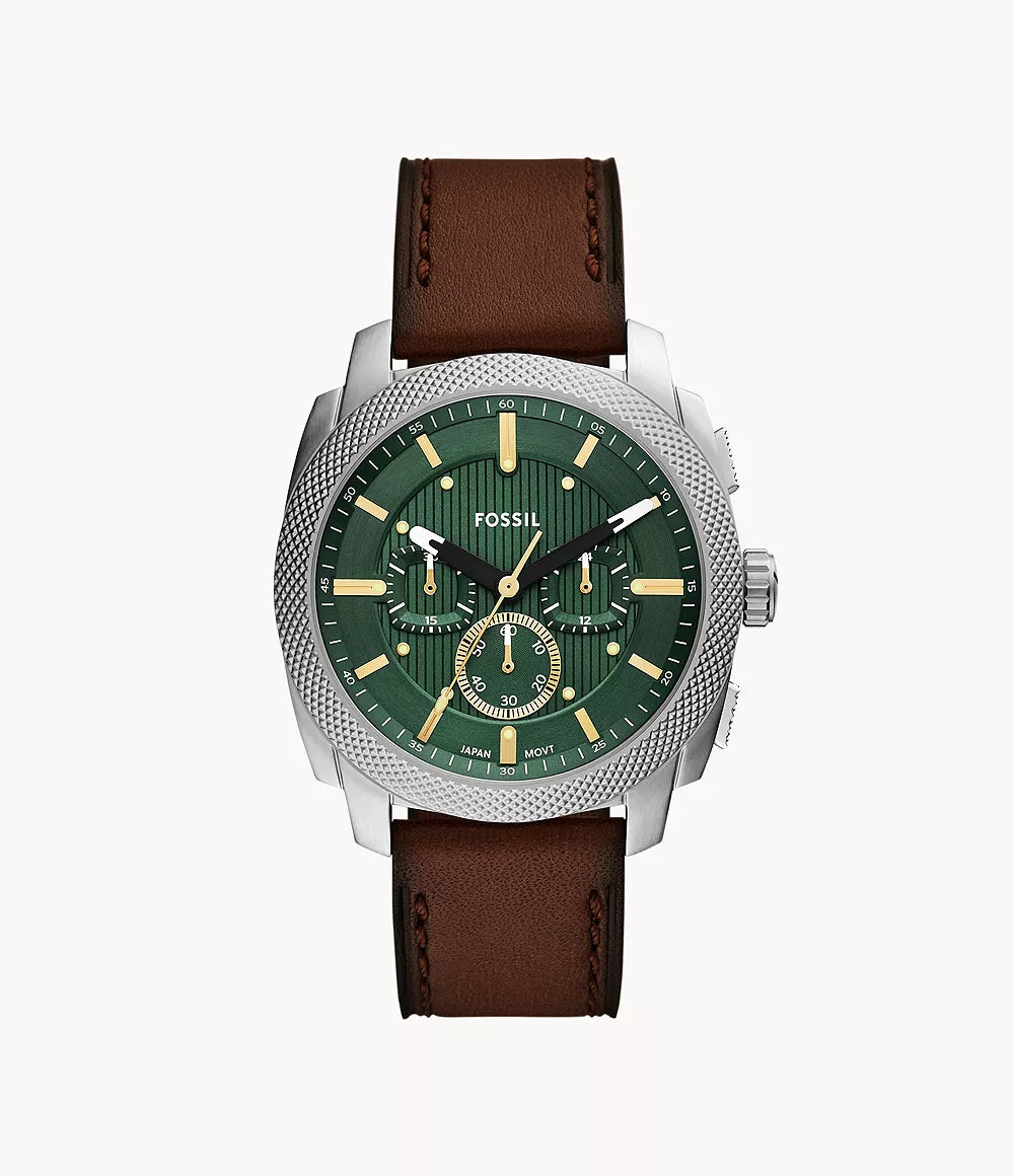 Fossil Machine Chrono watch 44mm green quartz steel FS6100