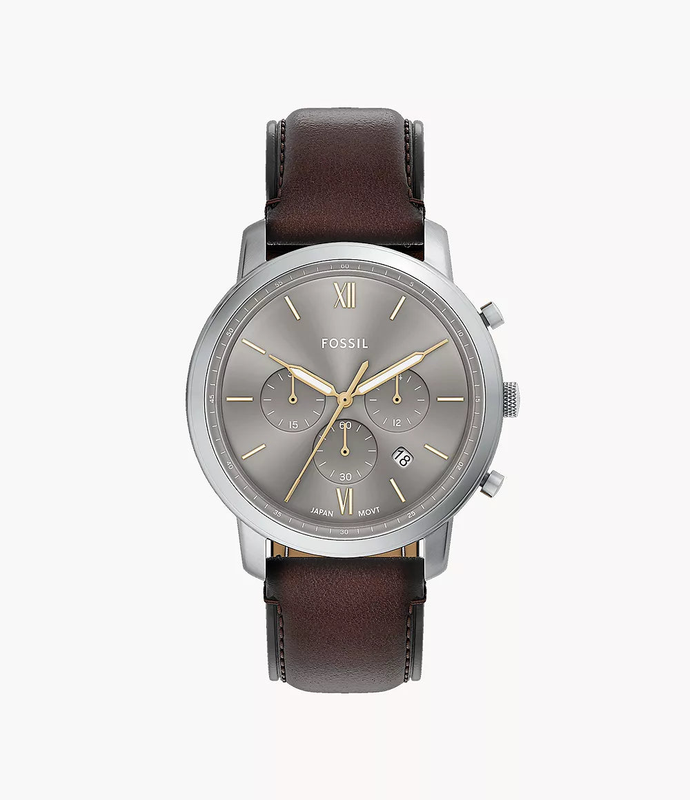 Relógio Fossil Neutra Chrono 44mm aço quartzo cinza FS6129