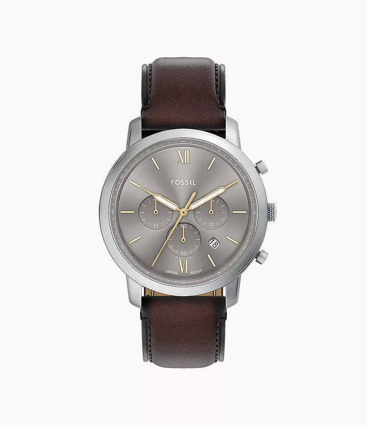 Relógio Fossil Neutra Chrono 44mm aço quartzo cinza FS6129
