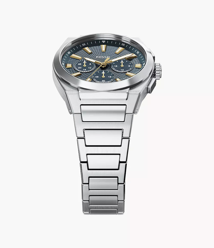Reloj Fossil Everett Chrono 44mm acero cuarzo azul FS6154