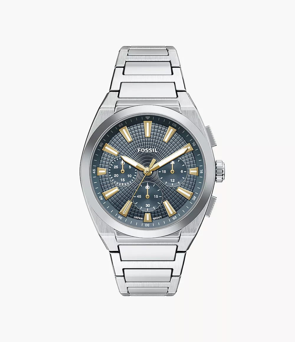Reloj Fossil Everett Chrono 44mm acero cuarzo azul FS6154