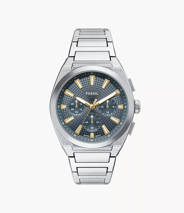 Reloj Fossil Everett Chrono 44mm acero cuarzo azul FS6154