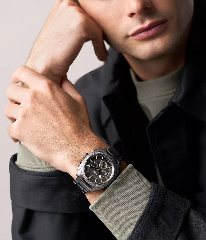 Fossil Machine Chrono ur 44mm gråt kvartsstål PVD gunmetal finish FS6160