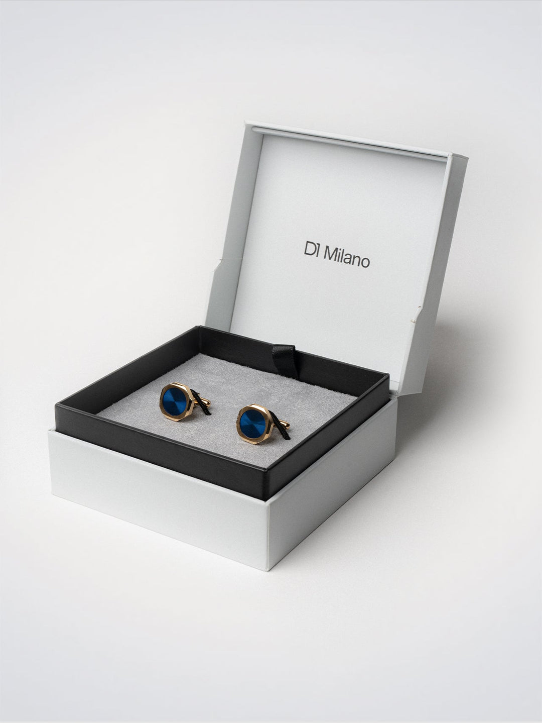 D1 Milano blauwe en gouden achthoekige manchetknopen D1-JWCLSU07