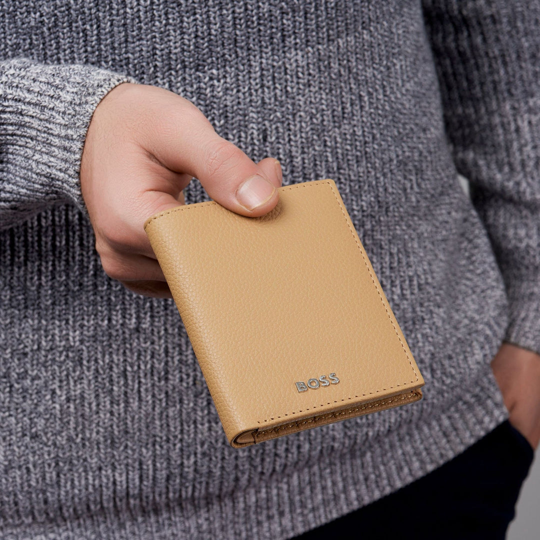Hugo Boss Porta carte pieghevole Classic Grained Camel HLE416X