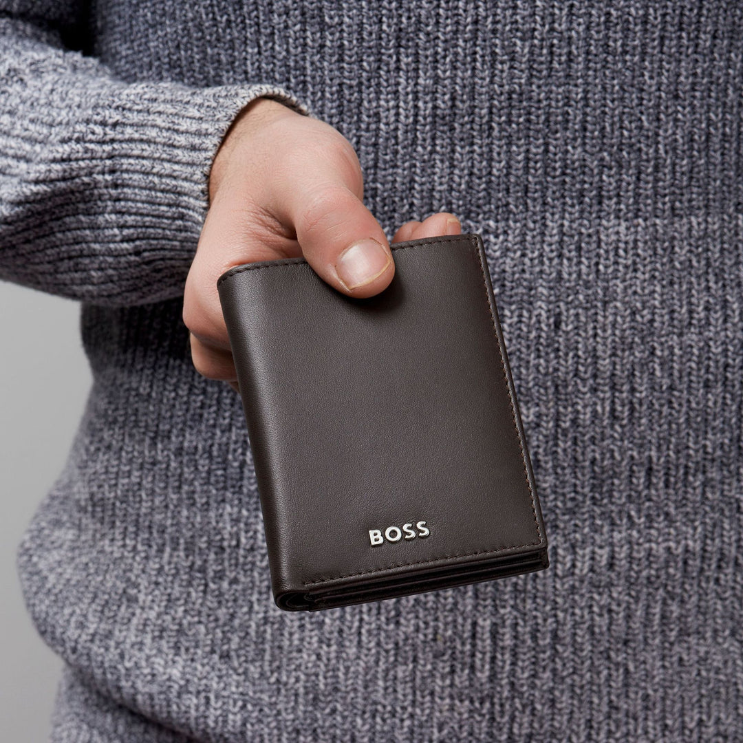 Hugo Boss Kartenhalter mit Klappe und Geldfach Classic Smooth Brown HLG403Y