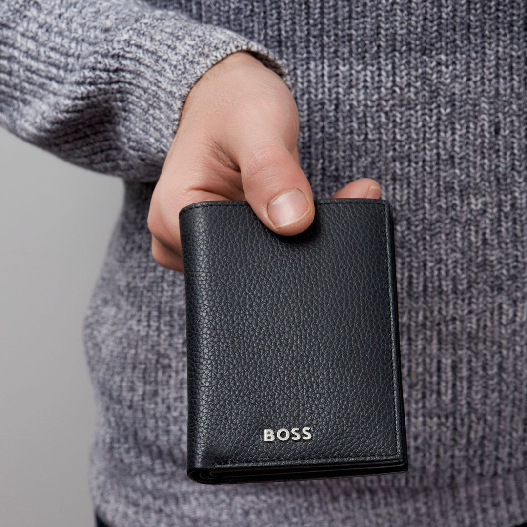 Hugo Boss Tarjetero con solapa y bolsillo para billetes Classic Grained Black HLG416A