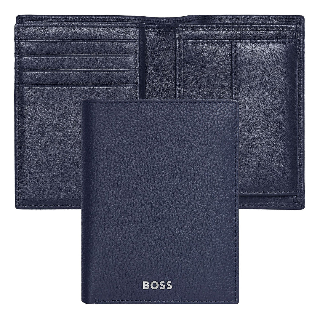 Hugo Boss Porta carte con patta e tasca porta soldi Classic Grained Navy HLG416N