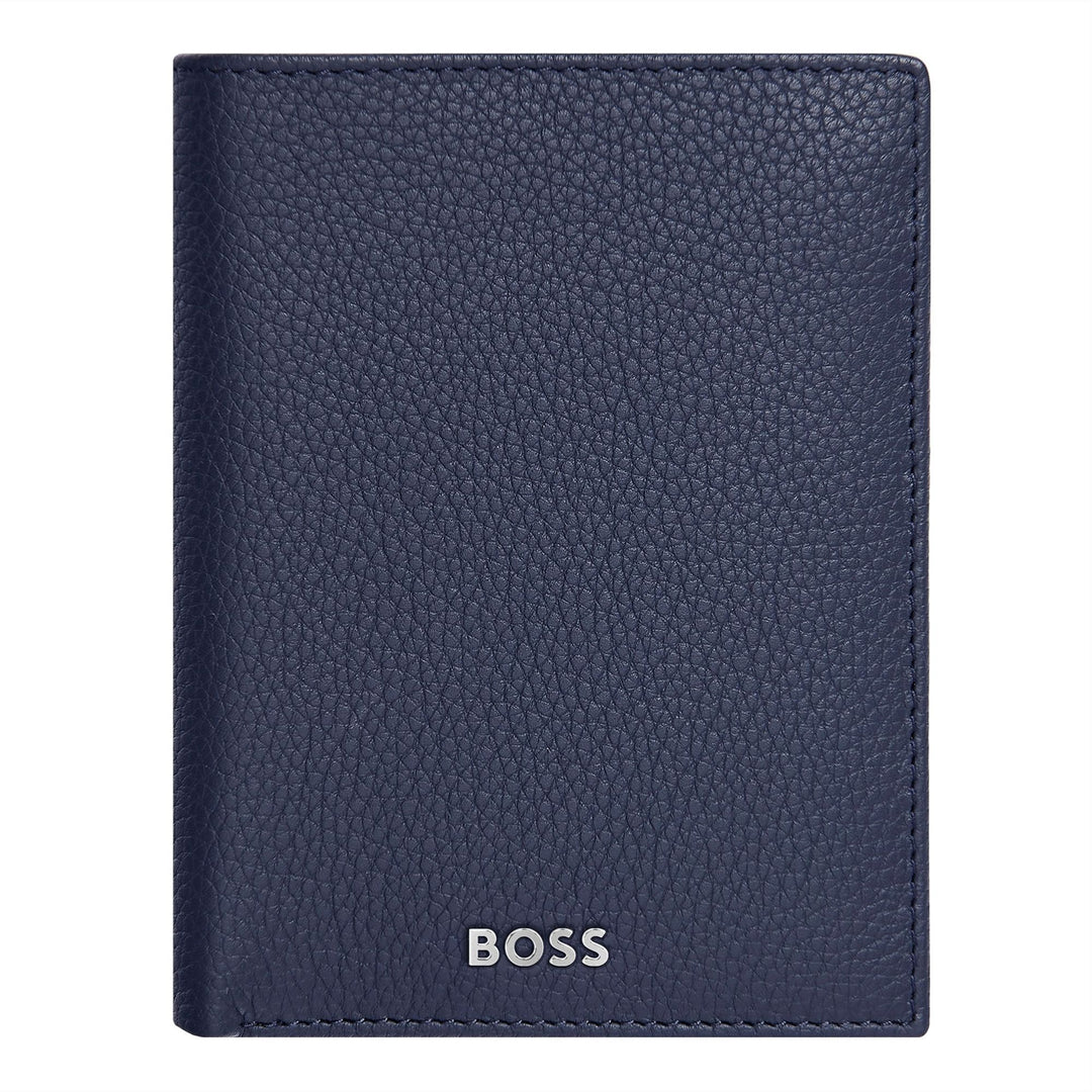 Hugo Boss Porta carte con patta e tasca porta soldi Classic Grained Navy HLG416N