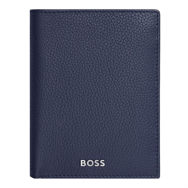 Hugo Boss Porta carte con patta e tasca porta soldi Classic Grained Navy HLG416N