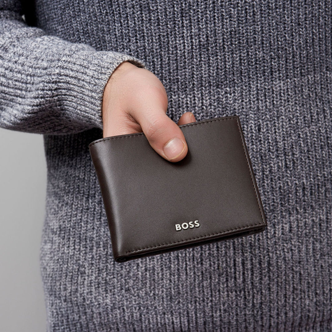 Hugo Boss Porta monete Classico Liscio Marrone HLM403Y