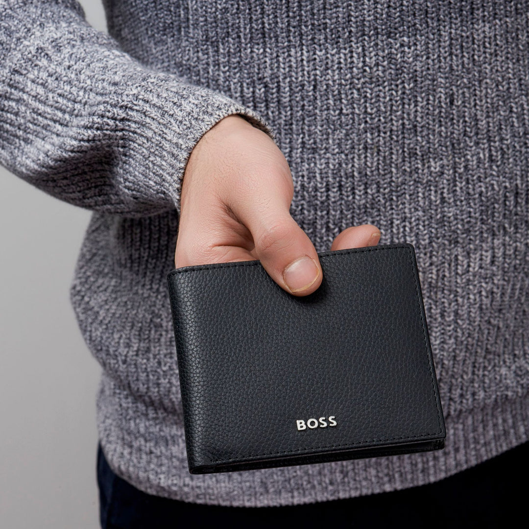 Hugo Boss klasszikus füles pénztárca granulált fekete HLY416A