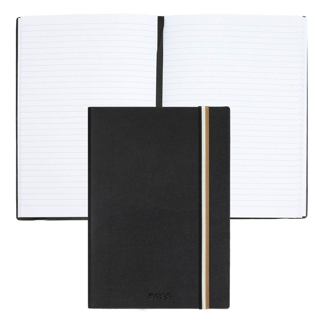 Hugo Boss A5 Iconic Black Lined Notebook HNH321AL