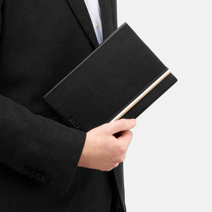 Hugo Boss A5 Iconic Black Lined Notebook HNH321AL